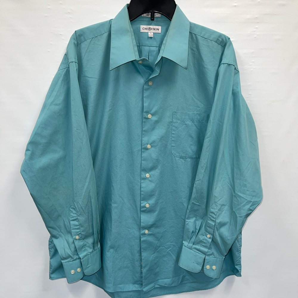 Chereskin Shirt Mens Extra Large Blue Long Sleeve Cotton Blend Single Needle